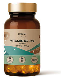 UNUVI Vitamin D3 K2 4000 IE 100 mcg 60 Kapseln – Bild 1 von 2