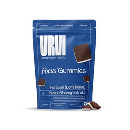 URVI Focus Lion's Mane & Ginseng Gummibärchen mit 300 mg Hericium Fruchtkörper, Panax Ginseng, Folat, B12 und Jod, zuckerarm und glutenfrei, 30 Stück – Bild 1 von 6