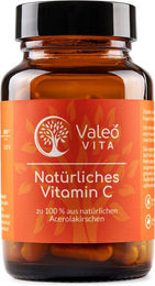 Valeo Vita Vitamin C aus Acerola und Hagebutte Kapseln vegan glutenfrei laktosefrei ohne Zusatzstoffe – Bild 1 von 3