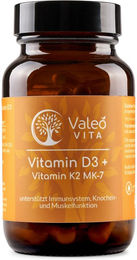 Valeo Vita Vitamin D3 + K2 hochdosierte Kapseln mit 5000 IE vegetarisch glutenfrei laktosefrei 60 Kapseln – Bild 1 von 3