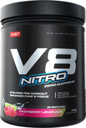VAST Sports V8 Nitro Pre-Workout Pulver Peach Nectarine vegan und zuckerfrei 20 Portionen – Bild 1 von 8