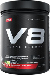 VAST Sports V8 Total Energy Pre-Workout Booster Pulver Cherry Limeade vegan zuckerfrei glutenfrei 20 Portionen – Bild 1 von 3