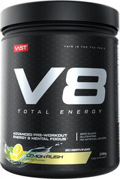 VAST Sports V8 Total Energy Pre-Workout Booster Pulver Lemon Rush Zitrone vegan zuckerfrei glutenfrei 20 Portionen – Bild 1 von 4