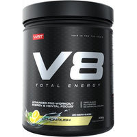 Produktbild von VAST Sports V8 Total Energy Pre-Workout Booster Pulver Lemon Rush Zitrone vegan zuckerfrei glutenfrei 20 Portionen