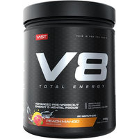 Produktbild von VAST Sports V8 Total Energy Pre-Workout Booster Pulver Peach Mango vegan zuckerfrei glutenfrei 20 Portionen