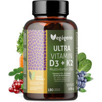 Produktbild von VEGÁGENO Vitamin D3 und K2 Kapseln mit Flechten vegan 180 Kapseln