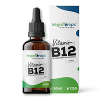 Produktbild von Vegan Drops Vitamin B12 Tropfen 500mcg Methylcobalamin und Adenosylcobalamin 50ml mit 1250 Tropfen vegan und alkoholfrei