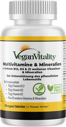 Vegan Vitality Multivitamin Tabletten vegan zuckerfrei 180 Stück – Bild 1 von 4