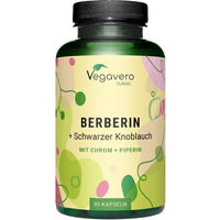 Produktbild von Vegavero Berberin und Schwarzer Knoblauch Kräuter-Komplex mit Chrom und Piperin, 90 Kapseln, vegan
