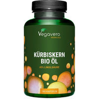 Produktbild von VEGAVERO Bio Kürbiskernöl Kapseln vegan ohne Zusatzstoffe 180 Stück