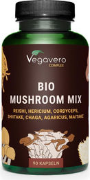 Vegavero Bio Mushroom Mix Kräuter-Komplex mit Reishi, Hericium, Cordyceps, Shiitake, Chaga, Agaricus und Maitake vegan 90 Kapseln – Bild 1 von 2