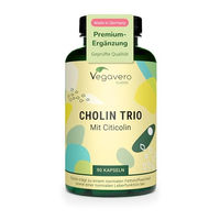 Produktbild von Vegavero Cholin Trio Kapseln 90 Stück - Vegan und ohne Zusatzstoffe