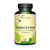 Produktbild von Vegavero Echinacea Plus Kapseln mit Reishi und Kurkuma Extrakt, Vitamin C und Zink, vegan, 120 Stück