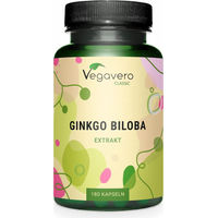 Produktbild von Vegavero Ginkgo Biloba Extrakt 180 Kapseln vegan ohne Zusatzstoffe