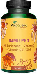Vegavero Immu Pro Complex Kapseln mit Acerola, Echinacea, Ingwer, Vitamin D3, Zink und Selen, vegan, 120 Kapseln – Bild 1 von 2