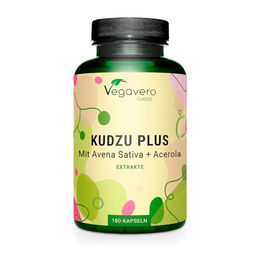 Vegavero Kudzu Plus Kräuter-Komplex Kapseln mit Haferkraut und Vitamin C vegan und ohne Zusatzstoffe 180 Kapseln – Bild 1 von 4