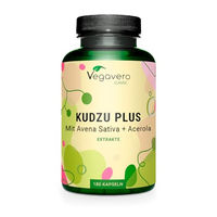 Produktbild von Vegavero Kudzu Plus Kräuter-Komplex Kapseln mit Haferkraut und Vitamin C vegan und ohne Zusatzstoffe 180 Kapseln