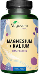 VEGAVERO Magnesium und Kalium Citrat Kapseln ohne Zusatzstoffe für Sportler 180 Kapseln – Bild 1 von 1