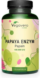 Vegavero Papaya Enzym Kapseln mit 2100 mg Papain und 4,2 Mio U Enzymaktivität, 120 Kapseln, vegan und ohne Zusatzstoffe – Bild 1 von 3