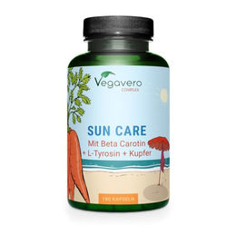 Vegavero Sun Care Komplex Kapseln mit Beta-Carotin und Vitamin E, 180 Stück, vegan und ohne Zusatzstoffe – Bild 1 von 3