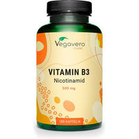 Produktbild von VEGAVERO Vitamin B3 Nicotinamid Niacin Kapseln vegan ohne Zusatzstoffe 180 Stück