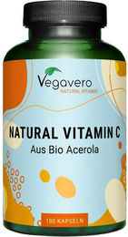 Vegavero Vitamin C Bio aus Acerola und Hagebutte Kapseln 180 Stück vegan ohne Zusatzstoffe – Bild 1 von 2