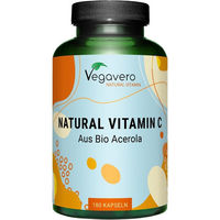 Produktbild von Vegavero Vitamin C Bio aus Acerola und Hagebutte Kapseln 180 Stück vegan ohne Zusatzstoffe