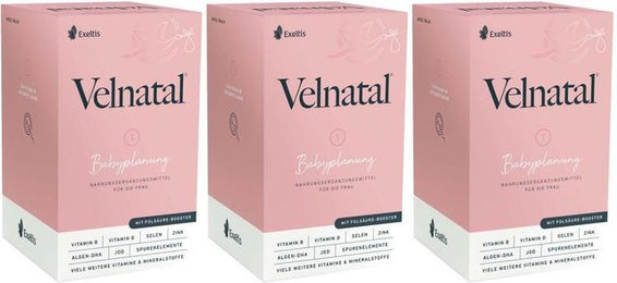 Velnatal Babyplanung Kapseln mit Folat und Vitaminen für Frauen laktosefrei und glutenfrei – Bild 1 von 2