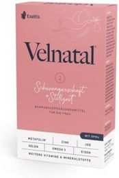 Velnatal Vitamine für Schwangerschaft und Stillzeit mit Omega-3, Eisen und DHA, Kapseln, 30 Stück, laktosefrei und glutenfrei – Bild 1 von 1