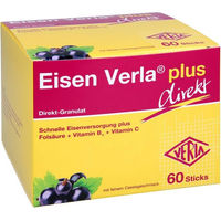 Produktbild von Verla Eisen Verla plus Direkt-Sticks mit Eisenfumarat, 60 Stück, vegan, zuckerfrei und glutenfrei für Kinder und Erwachsene