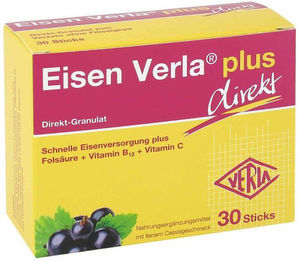 Verla Eisen Verla plus direkt Sticks mit Eisenfumarat vegan zuckerfrei laktosefrei glutenfrei – Bild 1 von 1
