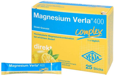 Verla Magnesium 400 Komplex Sticks Zitrone vegan zuckerfrei laktosefrei glutenfrei – Bild 1 von 1
