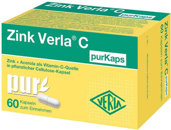 Verla Zink Verla C Pur Kapseln mit Zinkgluconat und natürlichem Acerola/Hagebutte vegan glutenfrei laktosefrei zuckerfrei – Bild 1 von 1