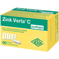 Produktbild von Verla Zink Verla C Pur Kapseln mit Zinkgluconat und natürlichem Acerola/Hagebutte vegan glutenfrei laktosefrei zuckerfrei