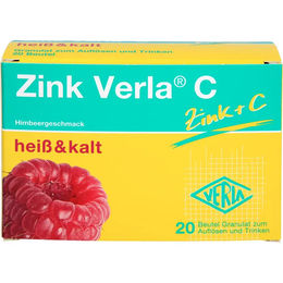 Verla Zink Verla C Trinkgranulat mit Zinkgluconat und Vitamin C Himbeerrasung vegan glutenfrei laktosefrei 20 Stück – Bild 1 von 2