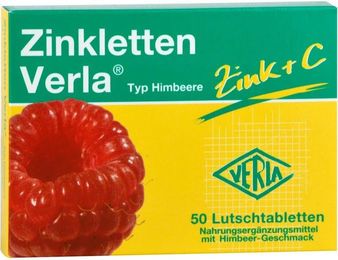 Verla Zinkletten Himbeere Lutschtabletten mit Zinkcitrat und Vitamin C, 50 Stück, vegan, glutenfrei und laktosefrei – Bild 1 von 2
