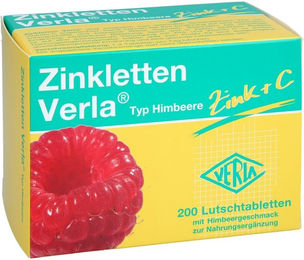 Verla Zinkletten Lutschtabletten mit Zinkcitrat Himbeere für Kinder 200 Stück – Bild 1 von 1