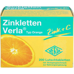 Verla Zinkletten Orange Lutschtabletten mit Zinkcitrat und Vitamin C, vegan, glutenfrei und laktosefrei, 200 Stück – Bild 1 von 2
