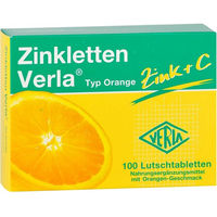 Produktbild von Verla Zinkletten Orange Lutschtabletten mit Zinkcitrat, vegan, glutenfrei und laktosefrei, 100 Stück