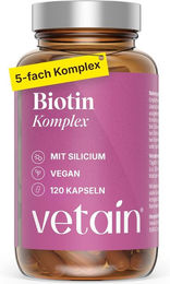 VETAIN Biotin Zink Selen Komplex mit Silizium und Vitamin B5 Kapseln vegan glutenfrei laktosefrei 120 Stück – Bild 1 von 1