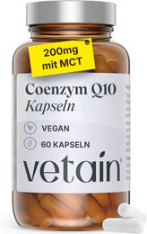 VETAIN Coenzym Q10 200 mg Ubiquinon Kapseln vegan glutenfrei laktosefrei – Bild 1 von 2