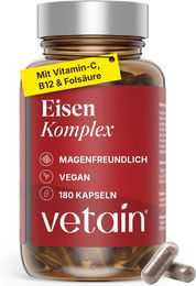 VETAIN Eisen Bisglycinat Kapseln für Frauen vegan glutenfrei laktosefrei 180 Stück – Bild 1 von 4