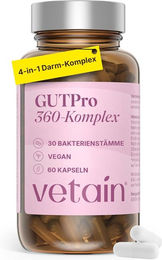 Vetain GUTPro 360 Darmkur Komplex mit 30 Bakterienstämmen und 30 Mrd. KBE vegane Kapseln ohne Zusatzstoffe – Bild 1 von 2