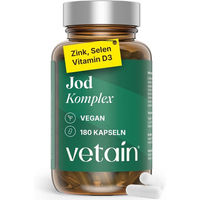 Produktbild von VETAIN Jod Komplex mit Braunalge, Kelp, 180 Kapseln, vegan, glutenfrei und laktosefrei