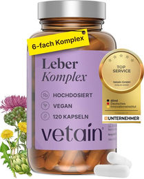 VETAIN Leber Komplex Kapseln vegan glutenfrei laktosefrei 120 Stück – Bild 1 von 3