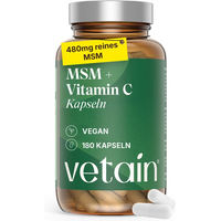 Produktbild von VETAIN MSM Kapseln mit Vitamin C vegan glutenfrei laktosefrei ohne Zusatzstoffe 180 Kapseln