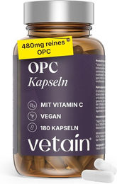 VETAIN OPC Traubenkernextrakt mit Vitamin C und Resveratrol Kapseln vegan und ohne Zusatzstoffe 180 Stück – Bild 1 von 2