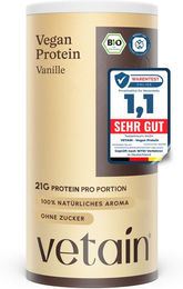 VETAIN Proteinpulver Vegan Vanille Bio Mehrkomponenten 540 g – Bild 1 von 2