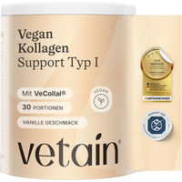 Produktbild von VETAIN Vegan Kollagen Pulver Typ I mit VeCollagen, Vitamin C, Zink, Biotin und Ginseng, ohne Zusatzstoffe, 300g