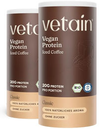 VETAIN Veganes Bio Proteinpulver Eiskaffee 1080g mit fermentierten Erbsen, EAA & BCAA, laktosefrei und glutenfrei – Bild 1 von 4
